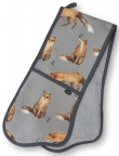 W3685 - FOX AND MOUSE DOUBLE OVEN GLOVE - DUBBELE  HANDSCHOEN   